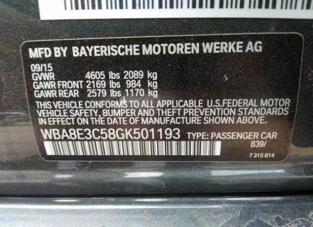 Photo 8 VIN: WBA8E3C58GK501193 - BMW 328I XDRIVE 