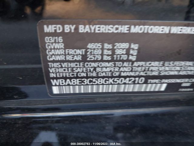 Photo 8 VIN: WBA8E3C58GK504210 - BMW 3 SERIES 