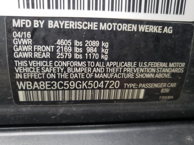 Photo 9 VIN: WBA8E3C59GK504720 - BMW 328 XI SUL 