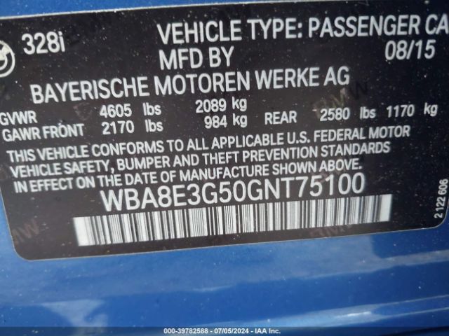 Photo 8 VIN: WBA8E3G50GNT75100 - BMW 328I 