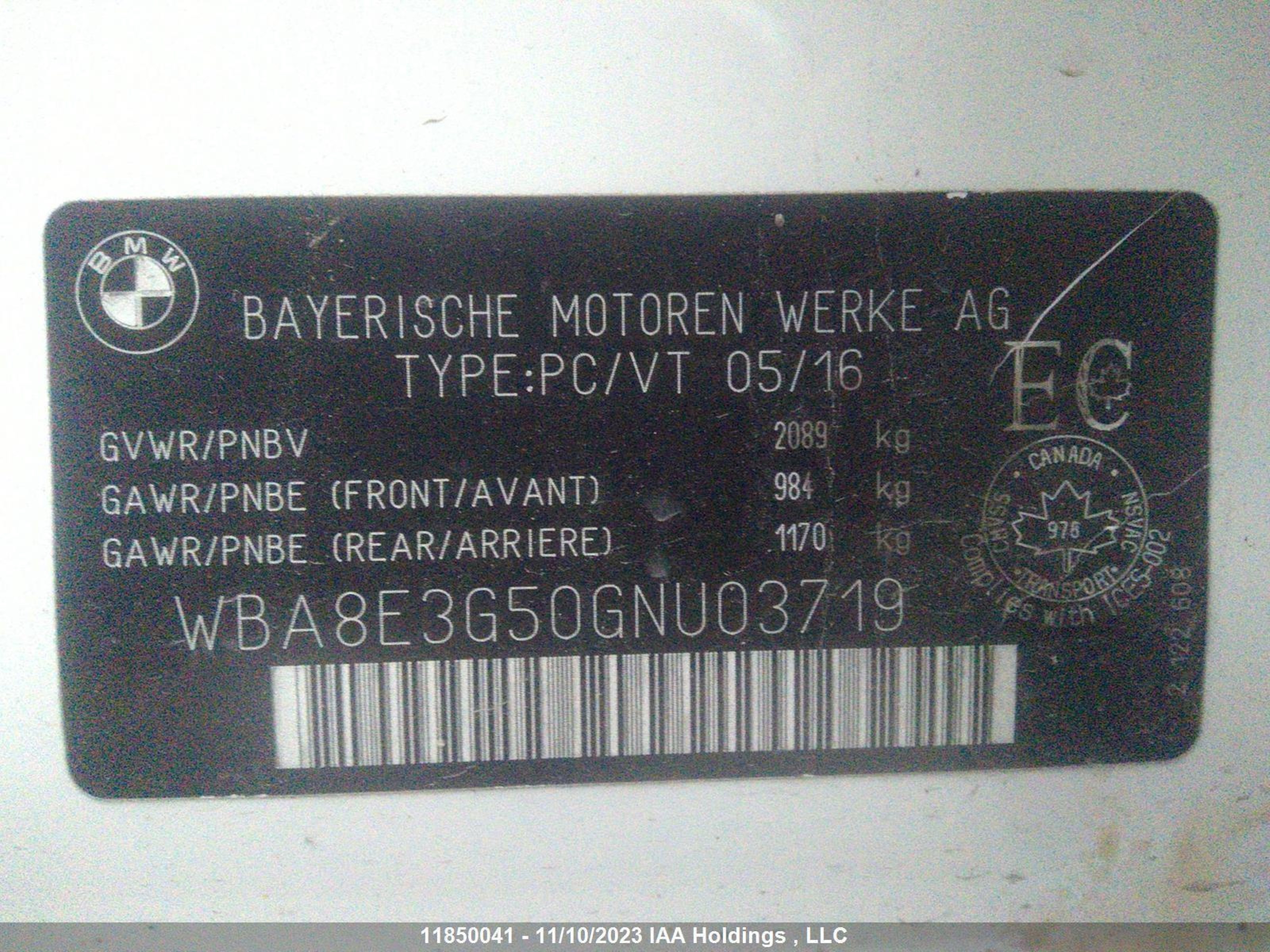 Photo 8 VIN: WBA8E3G50GNU03719 - BMW 3ER 