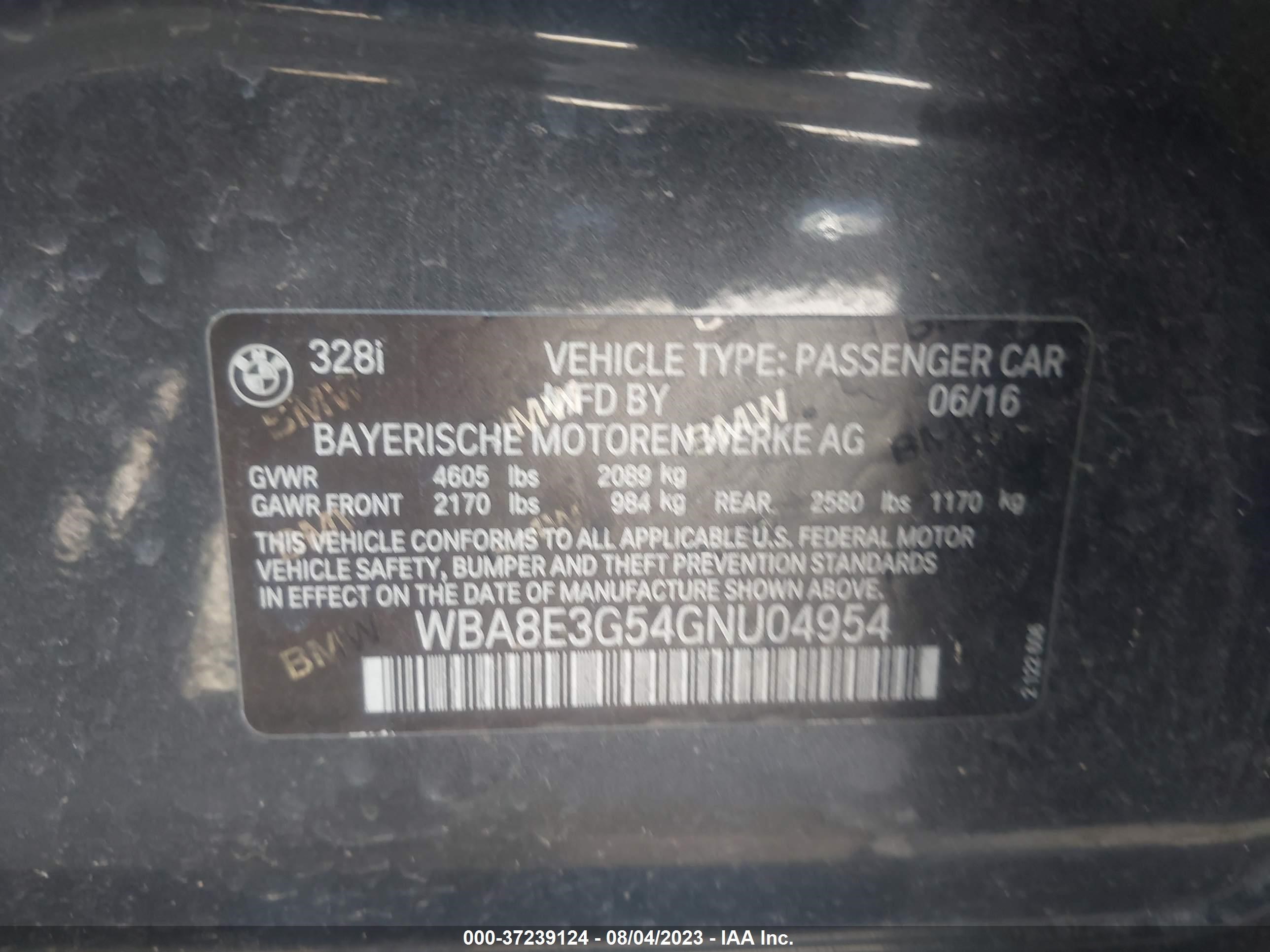 Photo 8 VIN: WBA8E3G54GNU04954 - BMW 3ER 