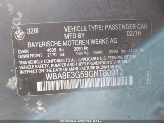 Photo 8 VIN: WBA8E3G59GNT80912 - BMW 328I 