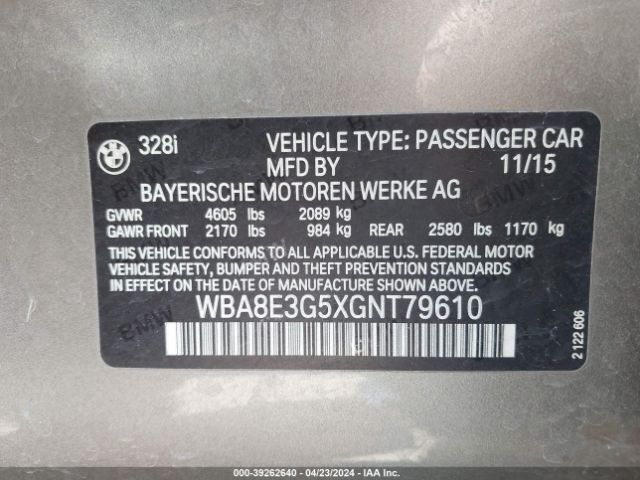 Photo 8 VIN: WBA8E3G5XGNT79610 - BMW 328I 