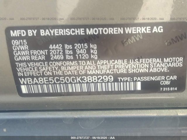 Photo 8 VIN: WBA8E5C50GK388299 - BMW 328 