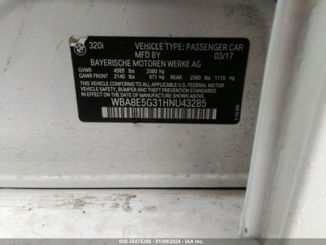 Photo 8 VIN: WBA8E5G31HNU43285 - BMW 320I 