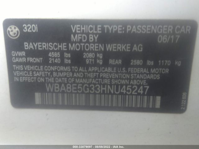 Photo 8 VIN: WBA8E5G33HNU45247 - BMW 3 SERIES 