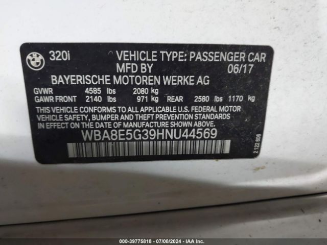 Photo 8 VIN: WBA8E5G39HNU44569 - BMW 320I 