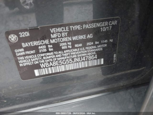 Photo 8 VIN: WBA8E5G55JNU47864 - BMW 320I 