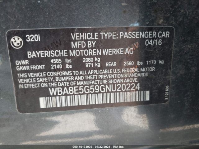 Photo 8 VIN: WBA8E5G59GNU20224 - BMW 320I 