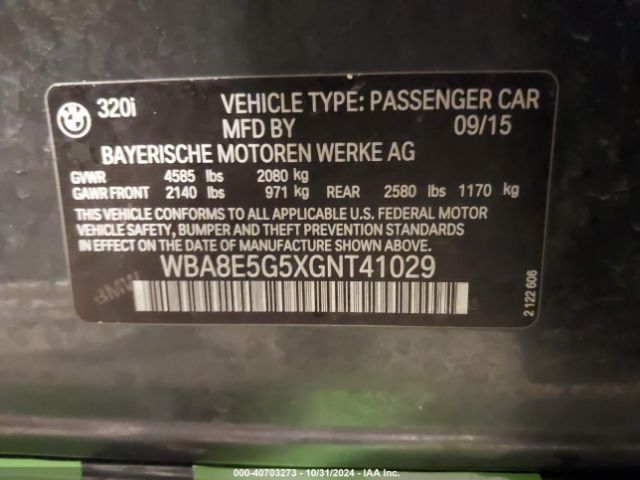 Photo 8 VIN: WBA8E5G5XGNT41029 - BMW 320I 