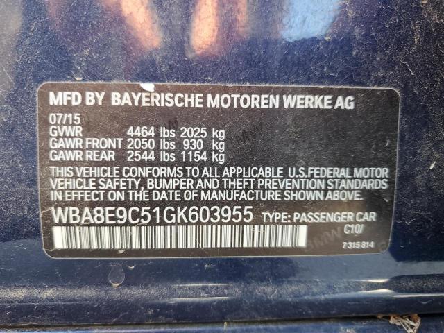 Photo 11 VIN: WBA8E9C51GK603955 - BMW 328 I SULE 