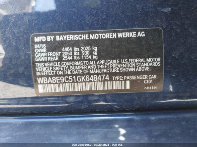 Photo 8 VIN: WBA8E9C51GK648474 - BMW 328I 