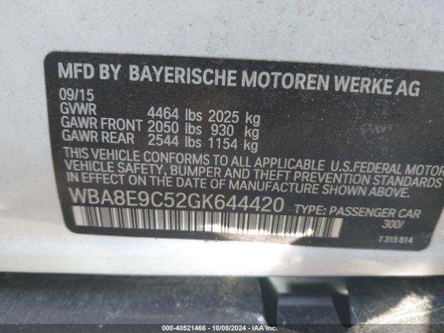 Photo 8 VIN: WBA8E9C52GK644420 - BMW 328I 