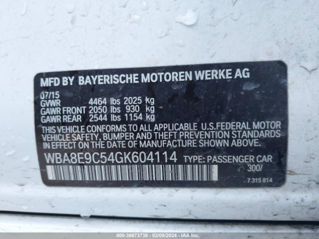 Photo 8 VIN: WBA8E9C54GK604114 - BMW 328I 