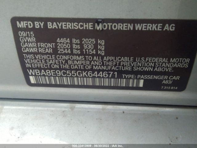 Photo 8 VIN: WBA8E9C55GK644671 - BMW 3 SERIES 