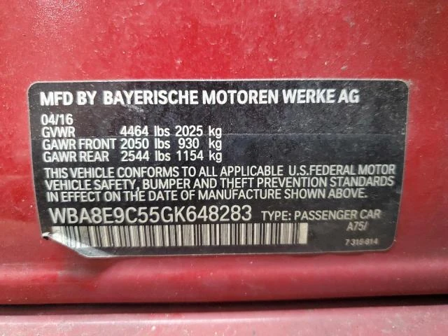 Photo 11 VIN: WBA8E9C55GK648283 - BMW 328 I SULE 