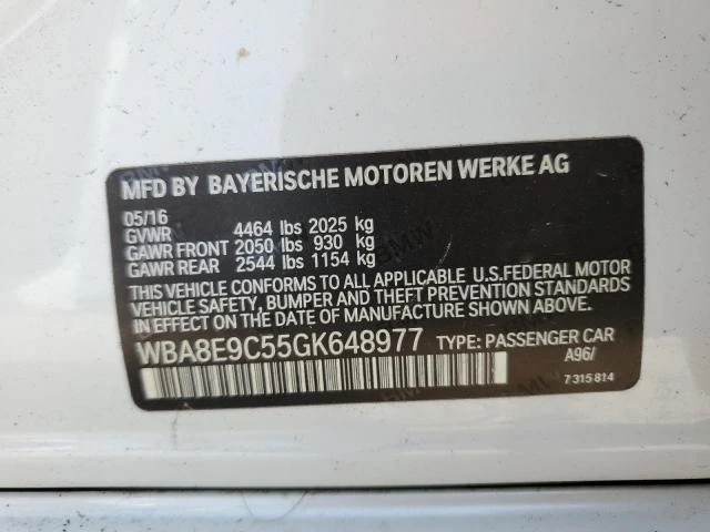 Photo 11 VIN: WBA8E9C55GK648977 - BMW 328 I SULE 