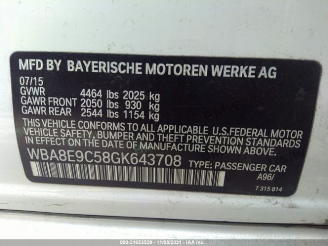 Photo 8 VIN: WBA8E9C58GK643708 - BMW 3 