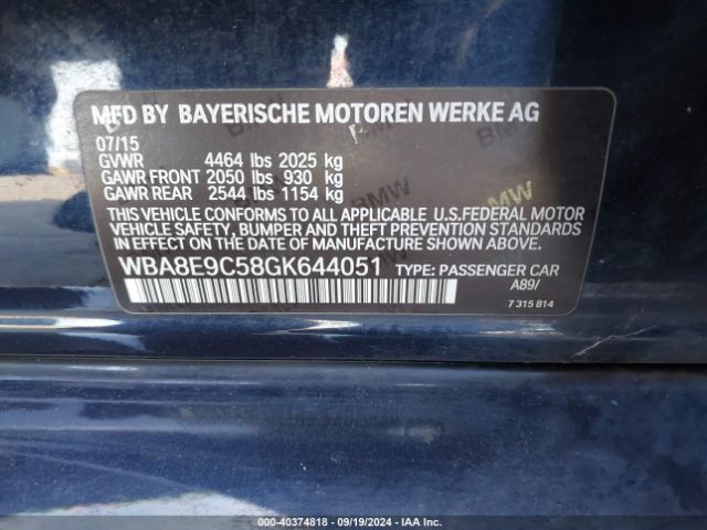 Photo 8 VIN: WBA8E9C58GK644051 - BMW 328I 