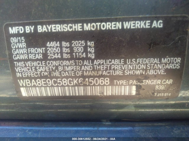 Photo 8 VIN: WBA8E9C58GK645068 - BMW 3 