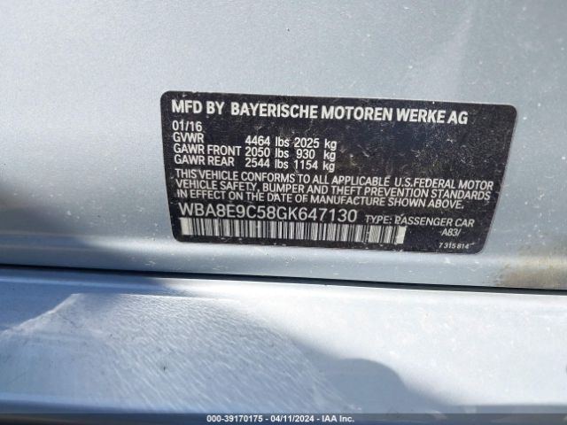 Photo 8 VIN: WBA8E9C58GK647130 - BMW 328 