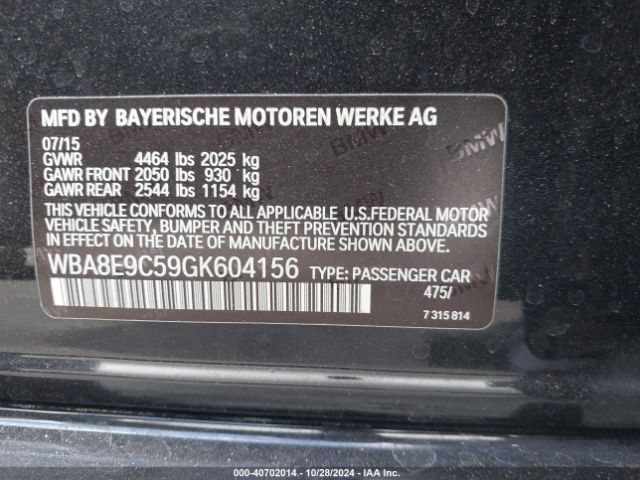 Photo 8 VIN: WBA8E9C59GK604156 - BMW 328I 