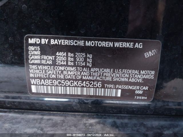 Photo 8 VIN: WBA8E9C59GK645256 - BMW 328 