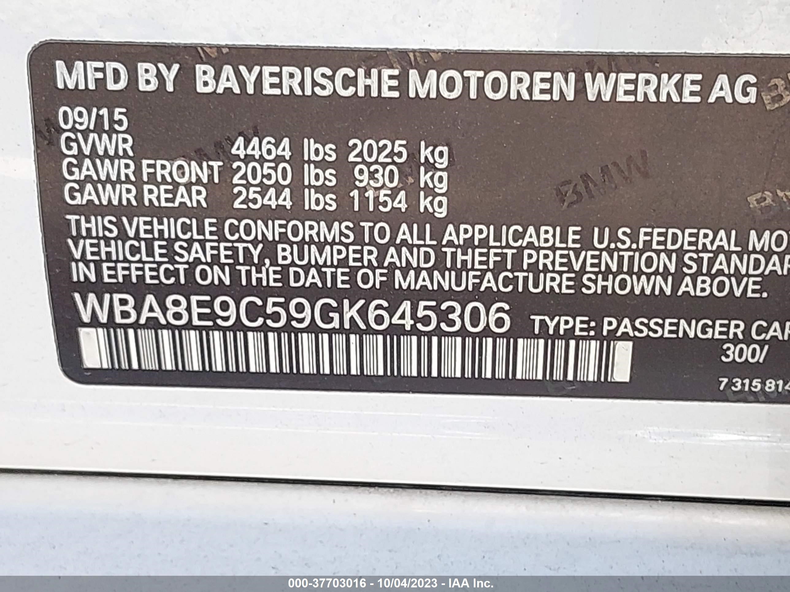 Photo 8 VIN: WBA8E9C59GK645306 - BMW 3ER 