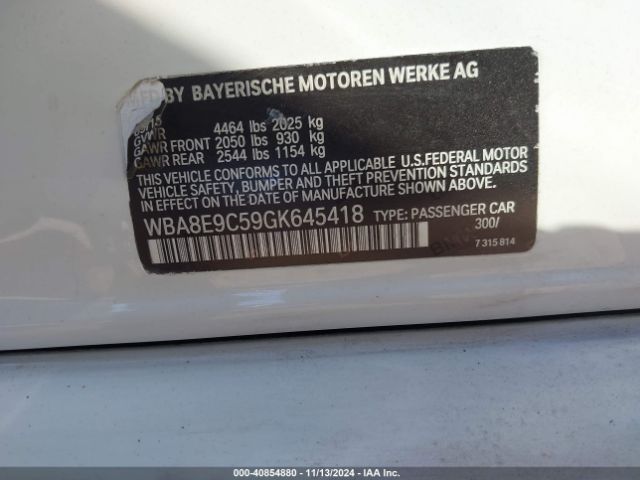 Photo 8 VIN: WBA8E9C59GK645418 - BMW 328I 