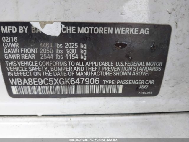 Photo 8 VIN: WBA8E9C5XGK647906 - BMW 328I 