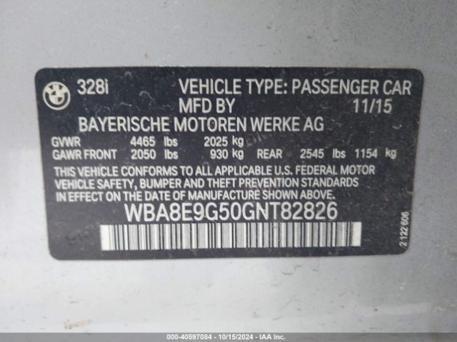 Photo 8 VIN: WBA8E9G50GNT82826 - BMW 328I 