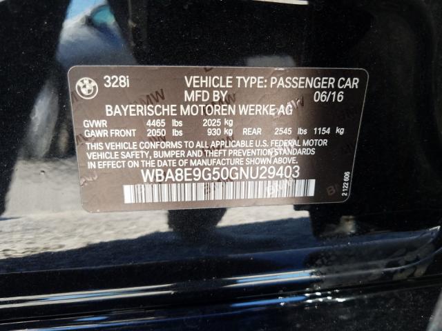 Photo 9 VIN: WBA8E9G50GNU29403 - BMW 328 I SULE 