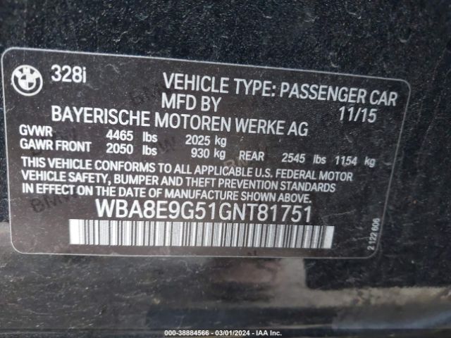 Photo 8 VIN: WBA8E9G51GNT81751 - BMW 328I 