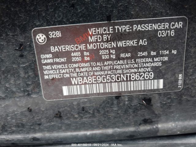 Photo 8 VIN: WBA8E9G53GNT86269 - BMW 328I 