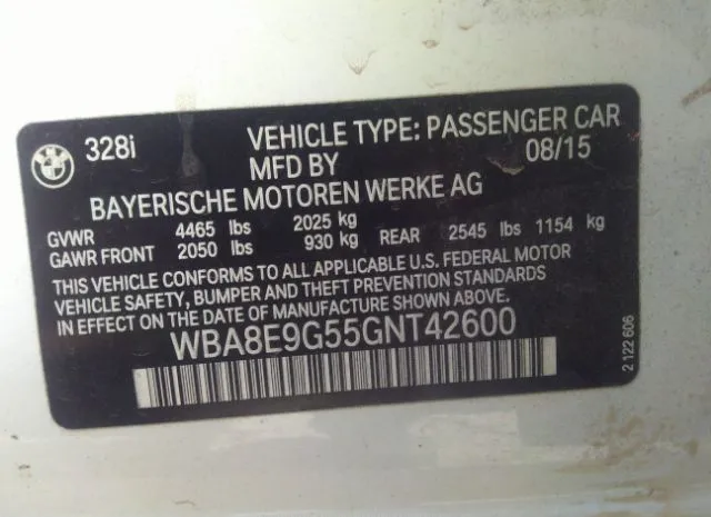 Photo 8 VIN: WBA8E9G55GNT42600 - BMW 3 SERIES 