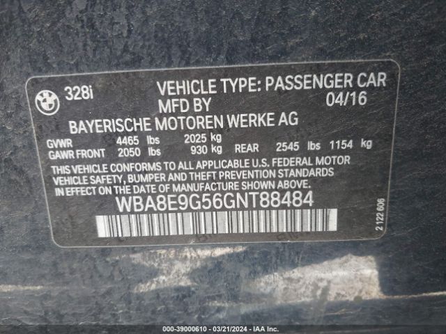 Photo 8 VIN: WBA8E9G56GNT88484 - BMW 328I 