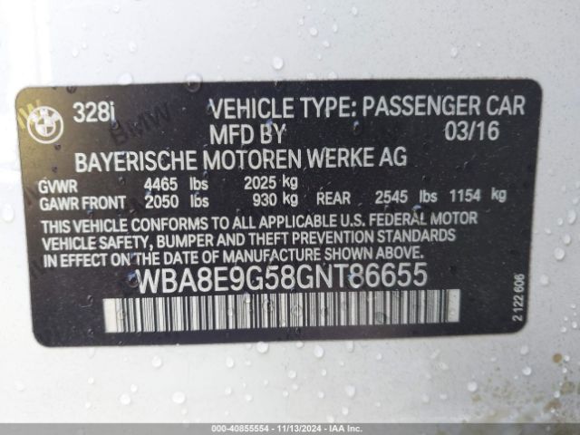 Photo 8 VIN: WBA8E9G58GNT86655 - BMW 328I 