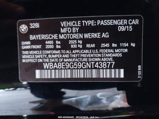 Photo 8 VIN: WBA8E9G59GNT43877 - BMW 328I 