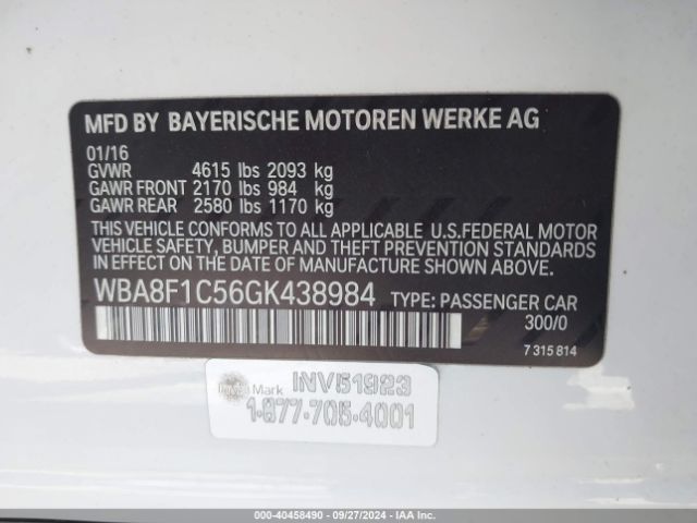 Photo 8 VIN: WBA8F1C56GK438984 - BMW 328D 