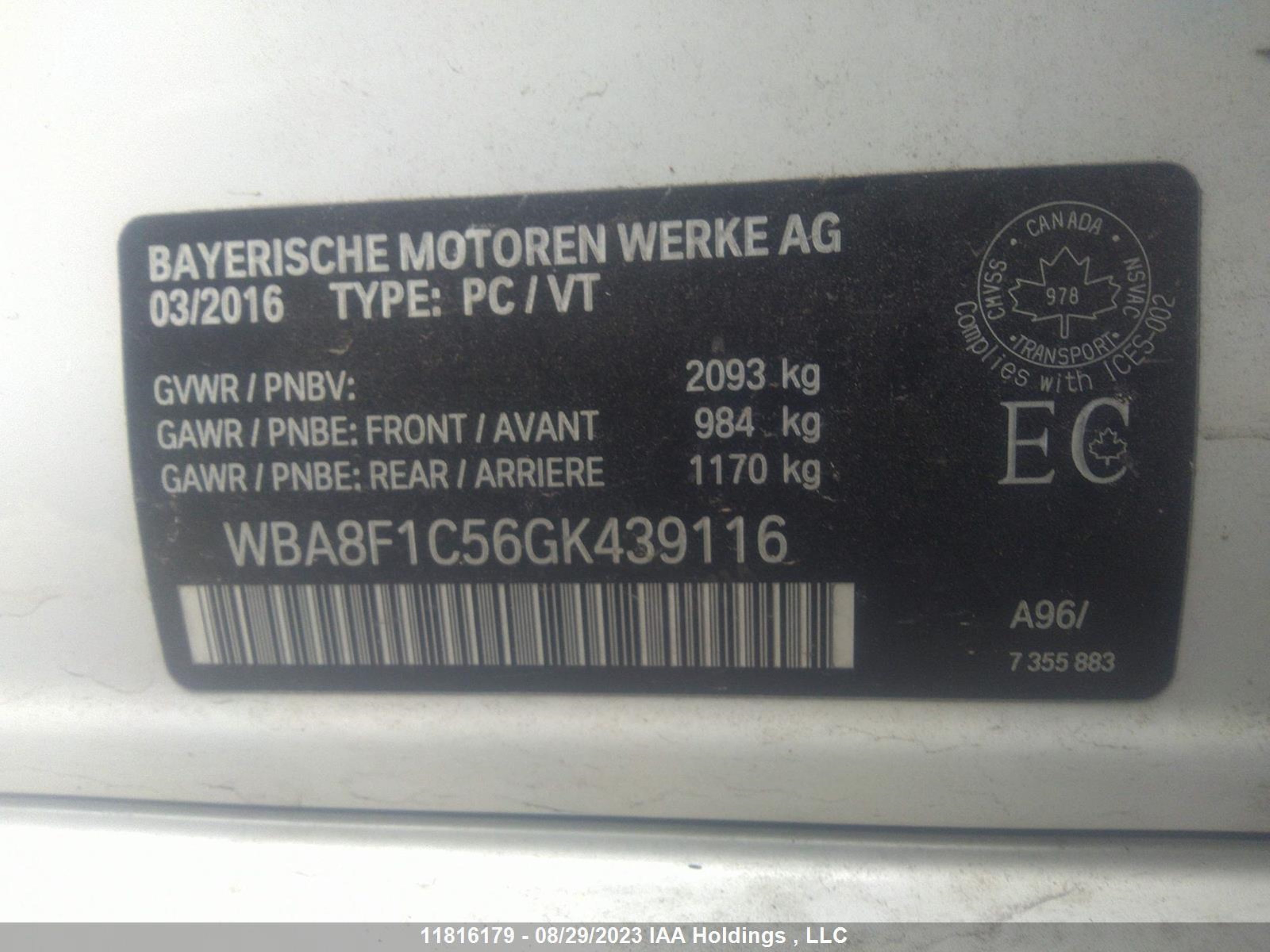 Photo 8 VIN: WBA8F1C56GK439116 - BMW 3ER 