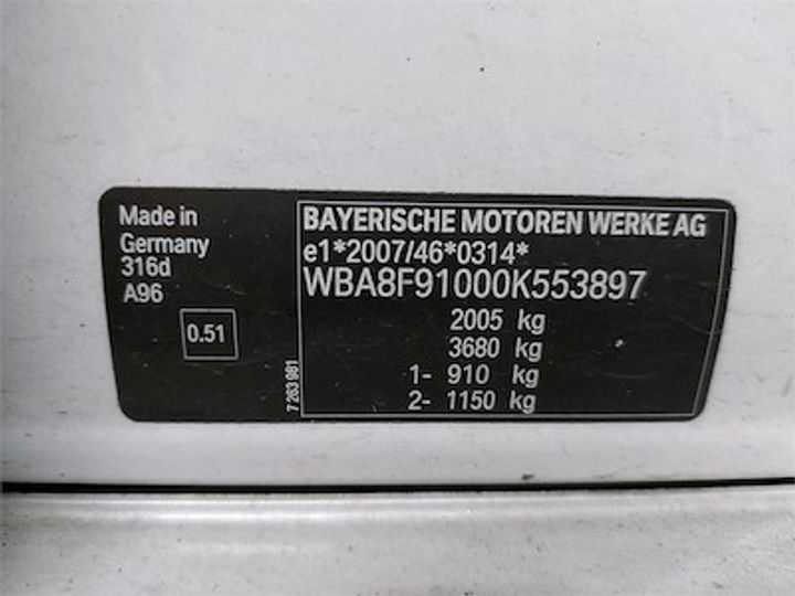 Photo 11 VIN: WBA8F91000K553897 - BMW 3 DIESEL - 2015 