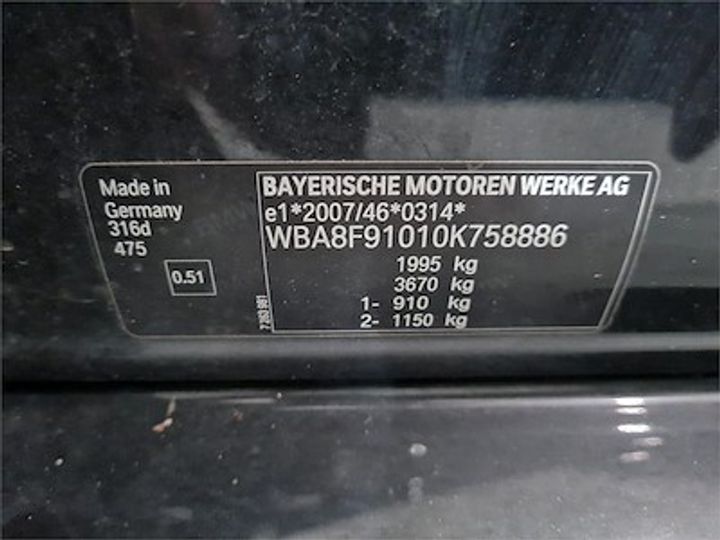 Photo 12 VIN: WBA8F91010K758886 - BMW 3 DIESEL - 2015 