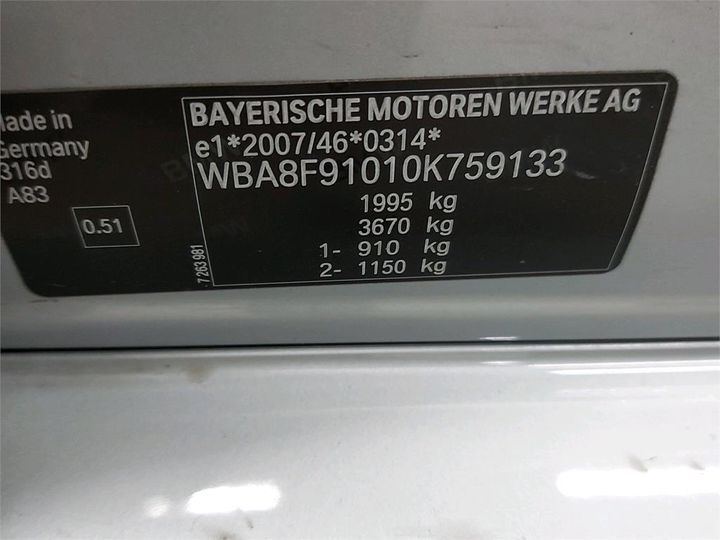 Photo 6 VIN: WBA8F91010K759133 - BMW 3 BERLINE 