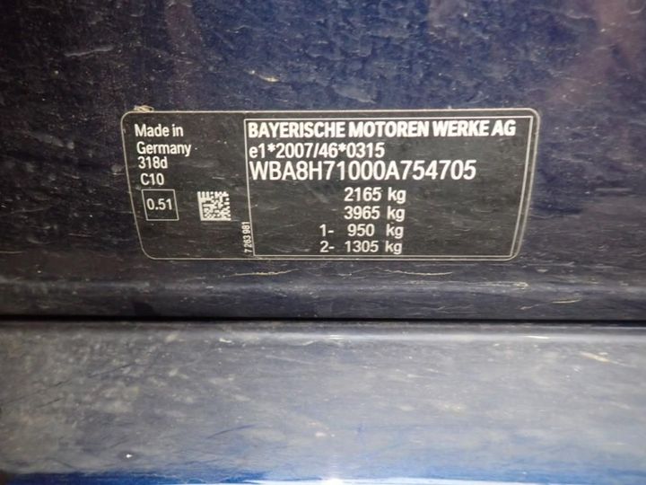 Photo 12 VIN: WBA8H71000A754705 - BMW SRIE 3 TOURING 