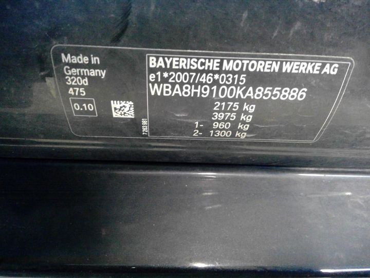 Photo 14 VIN: WBA8H9100KA855886 - BMW SERIES 3 