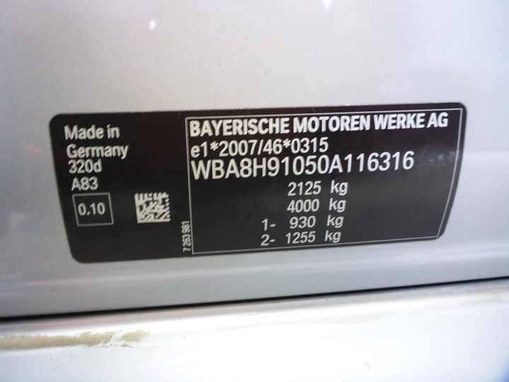 Photo 12 VIN: WBA8H91050A116316 - BMW SERIES 3 