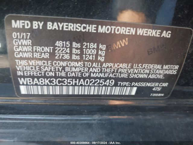 Photo 8 VIN: WBA8K3C35HA022549 - BMW 330I 