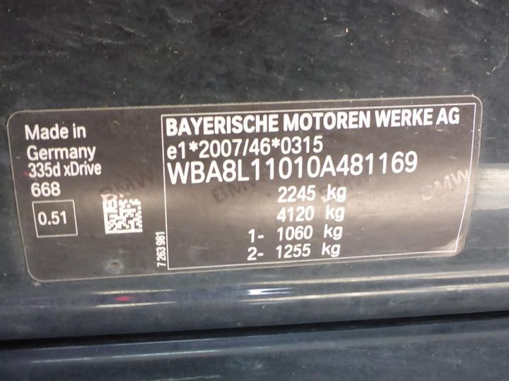 Photo 11 VIN: WBA8L11010A481169 - BMW SERIES 3 