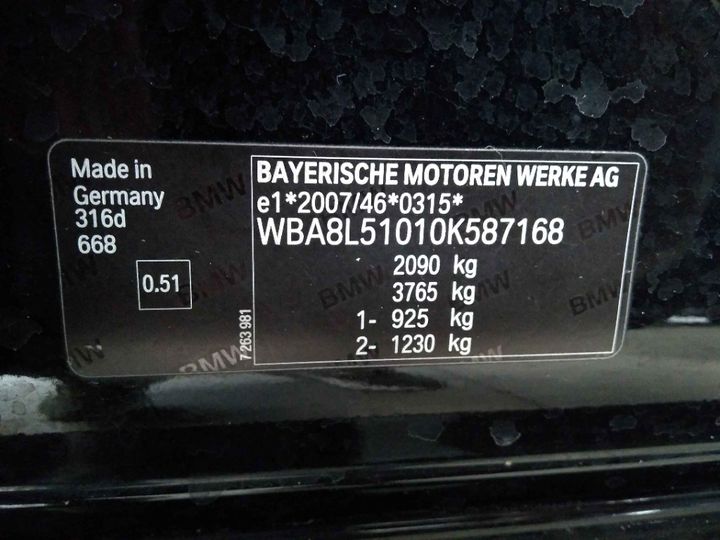 Photo 15 VIN: WBA8L51010K587168 - BMW BAUREIHE 3 TOURING 